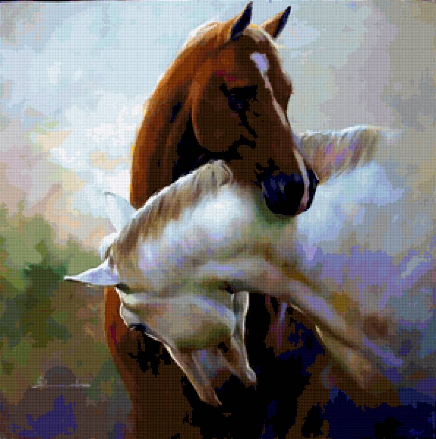 №396995 - животные, живопись, лошади, кони - предпросмотр