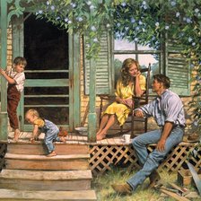 Схема вышивки «Семья на крыльце»