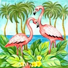 Схема вышивки «Фламинго»