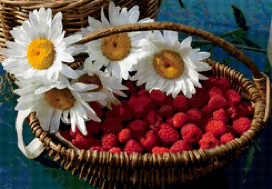 МАЛИНА - ягоды малина ромашки лето - предпросмотр