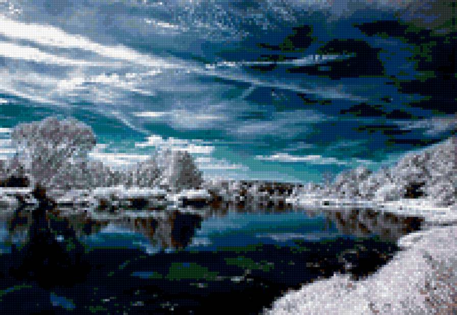 Зимнее озеро - вода, природа - предпросмотр