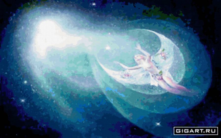 №397579 - живопись, космос, фэнтези, девушка - предпросмотр