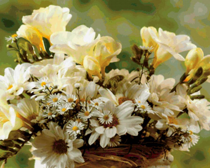 корзинка с белыми цветами - предпросмотр