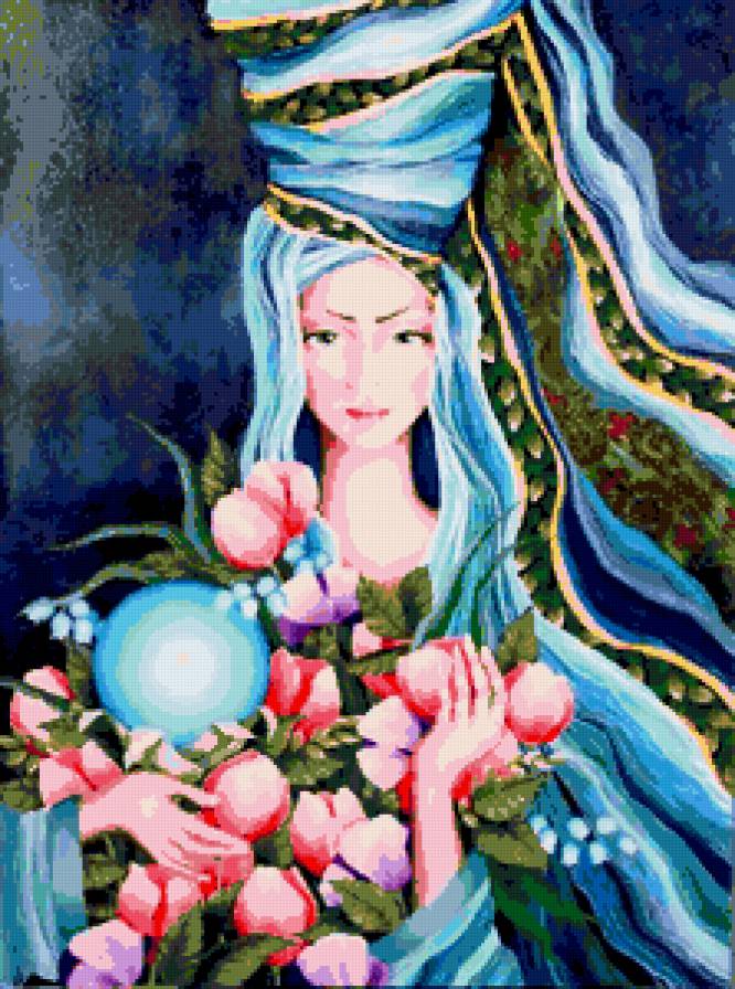 Карнавал - девушка, букет, цветы - предпросмотр