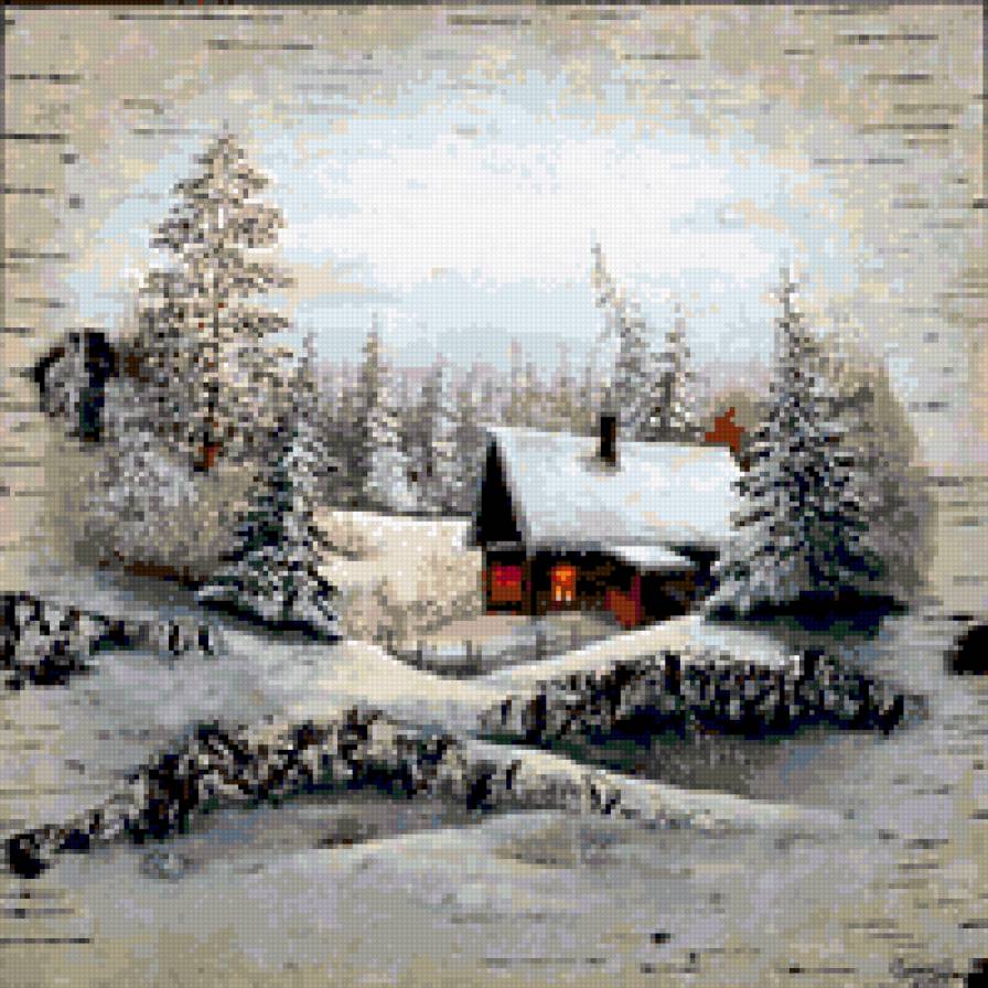 Живопись на бересте Домик - предпросмотр