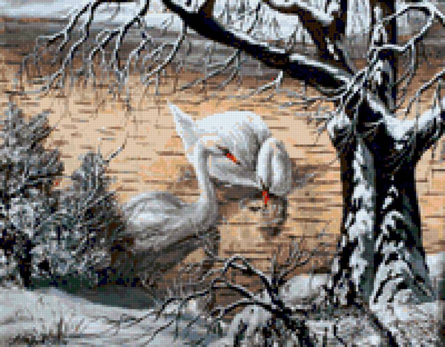 Живопись на бересте Лебеди - предпросмотр