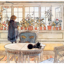 Схема вышивки «девочка у окна»