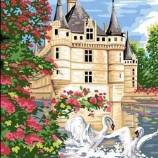 Схема вышивки «лебеди на озере»