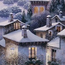 Схема вышивки «Зимний город»