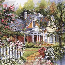 Схема вышивки «дом у пруда»