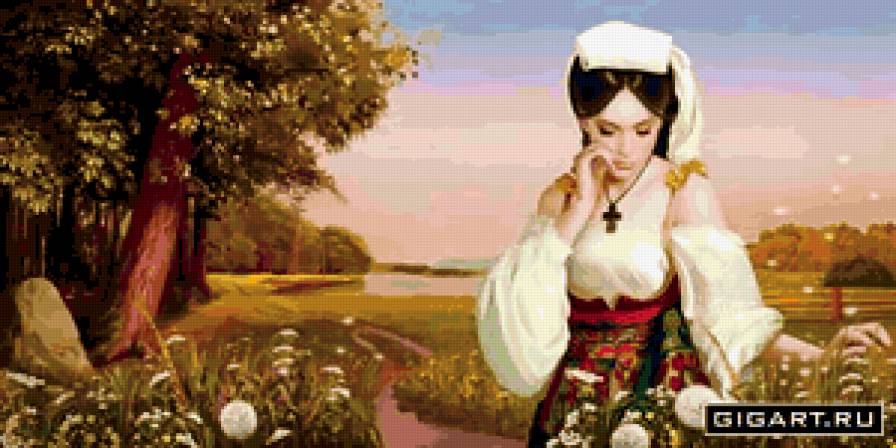 Арт художницы - иллюстратора Татьяны Дорониной - девушка, пейзаж, живопись - предпросмотр