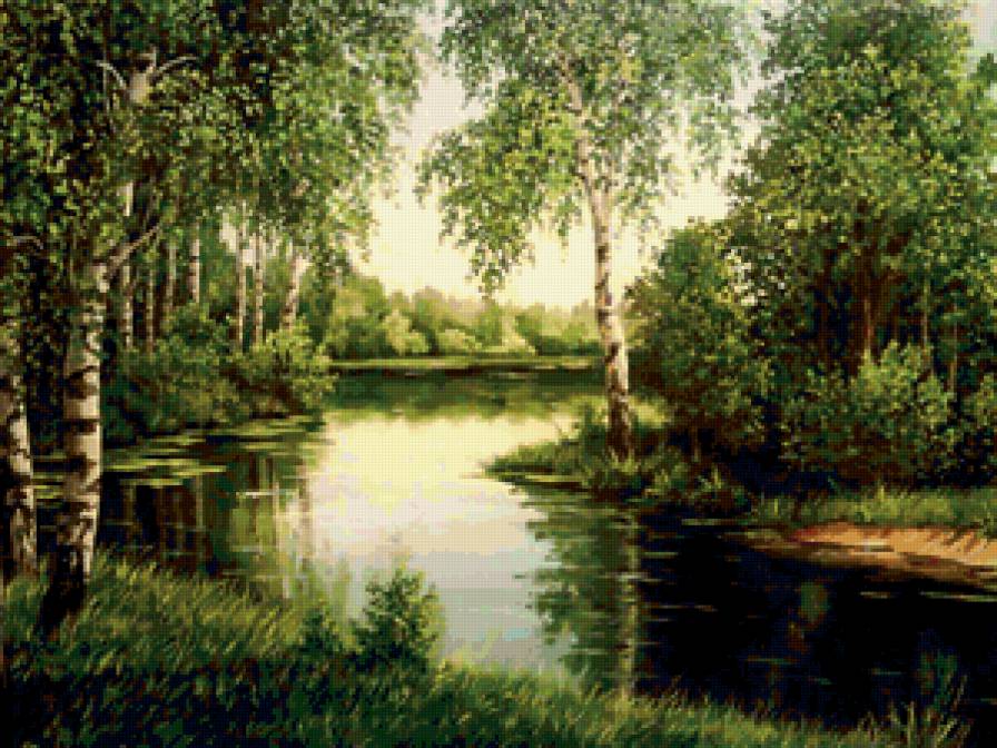 Пейзаж, березы, река - пейзаж, березы, река - предпросмотр