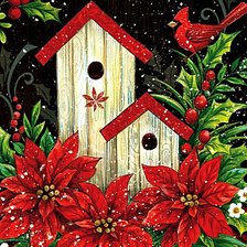 Схема вышивки «Рождественская птичка»