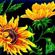 Схема вышивки «подсолнухи на черном»