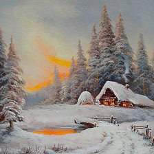 Схема вышивки «Домик на опушке»