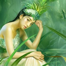 Схема вышивки «девушка в зеленом»