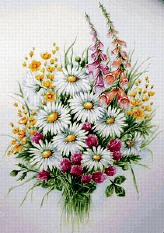 скромный букетик - букет, цветы, ромашки - предпросмотр