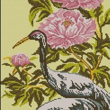 Схема вышивки «журавли и пионы»