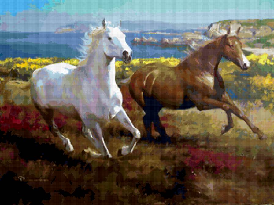 Автор Spartaco Lombardo - лошади, кони, животные, живопись - предпросмотр