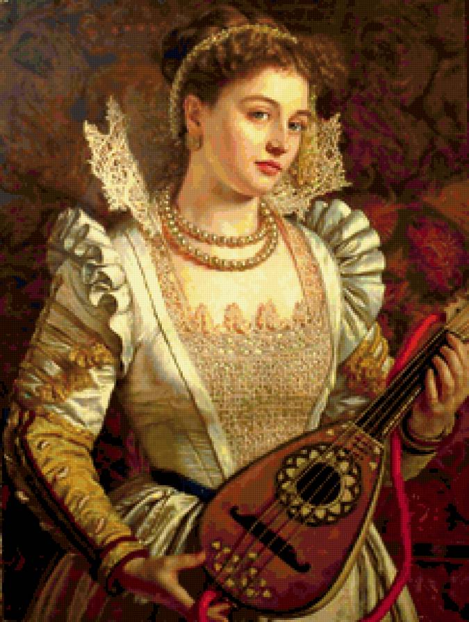 девушка с домброй - девушка, женщина - предпросмотр