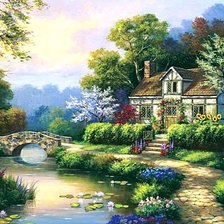 Схема вышивки «Дом у речки»