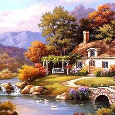 Схема вышивки «Дом у речки»