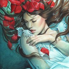 Схема вышивки «Девушка и маки»