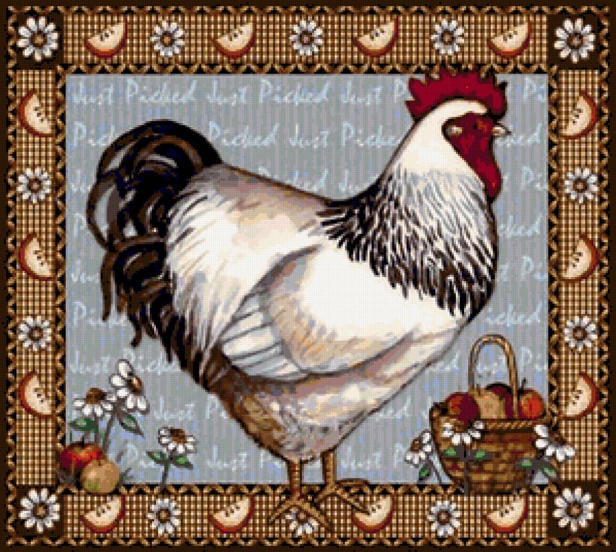 петушок - корзина, яблоки, петух - предпросмотр