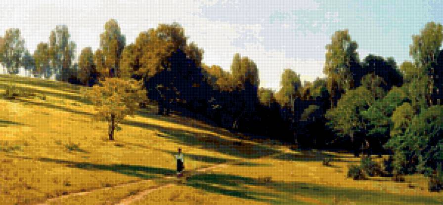 Крестьянка - пейзаж, лес, луг - предпросмотр