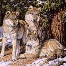 Схема вышивки «Волчья стая»