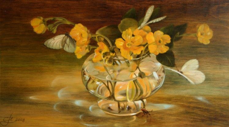 Букет с бабочкой - бабочка, букет, цветы - оригинал