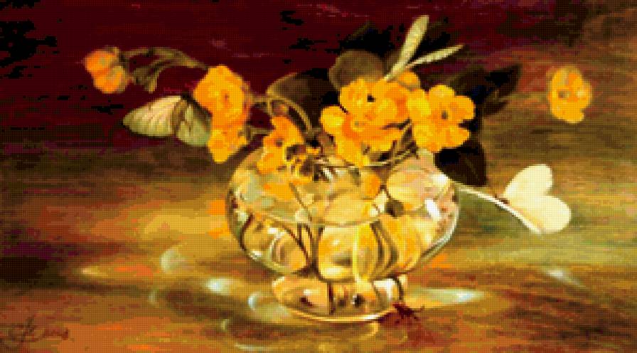 Букет с бабочкой - бабочка, букет, цветы - предпросмотр