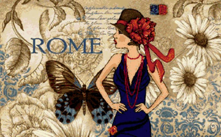 кокетка - ретро, мода, женщина, шляпка - предпросмотр