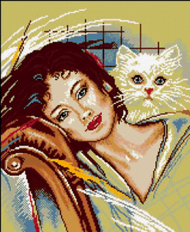 женщина с кошкой - кошка, женщина - предпросмотр