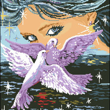 Схема вышивки «женщина и голуби»