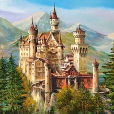 Схема вышивки «замок в горах»