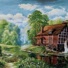 Схема вышивки «домик в лесу»