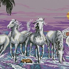 Схема вышивки «белые лошади»