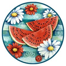 Схема вышивки «панно "Арбуз и ромашки"»