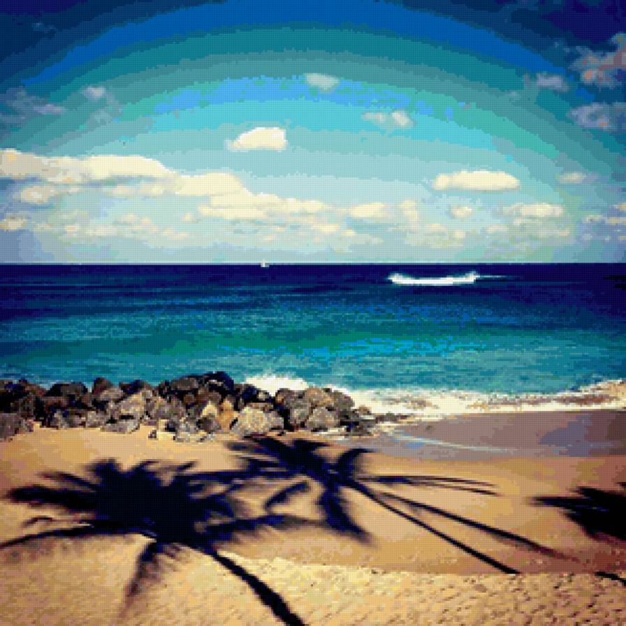 Море - море, пейзаж, пальма, солнце, лето, жара, красота - предпросмотр