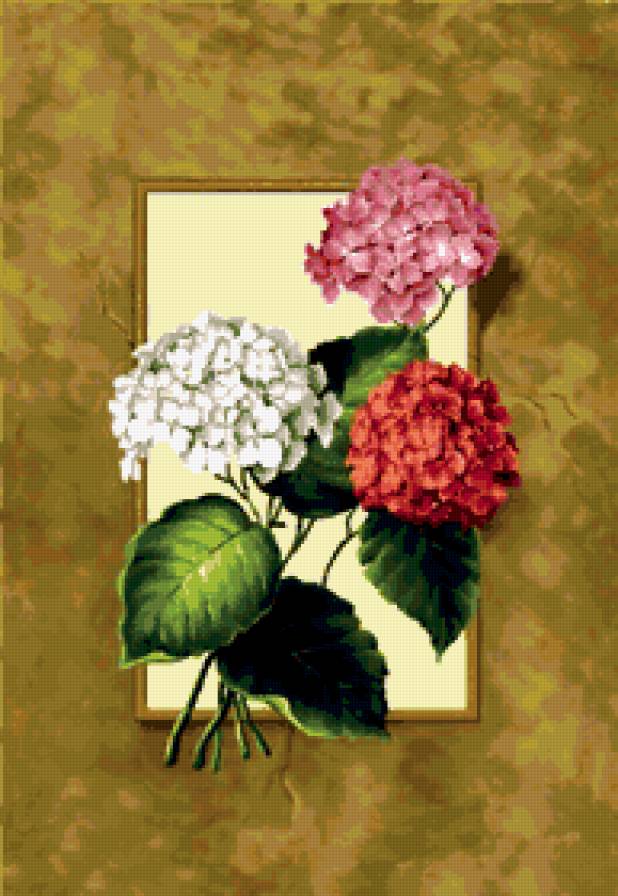 гортензия - цветы, гортензия, панно - предпросмотр