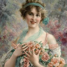 Схема вышивки «Дама с розами»