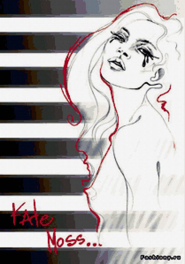 Кейт Мосс - монохром, девушка - предпросмотр