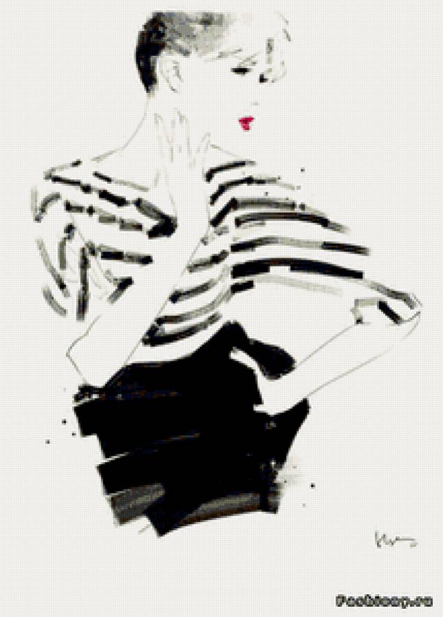 Девушка - монохром, девушка - предпросмотр