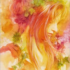 Схема вышивки «Девушка-осень.»