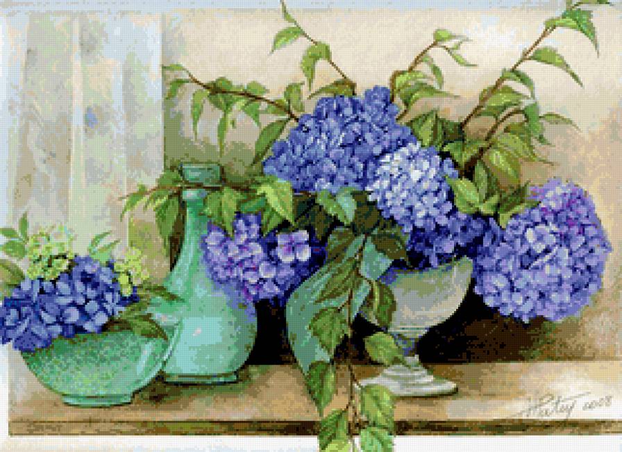 гортензия в вазе - ваза, гортензия - предпросмотр