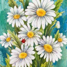 Схема вышивки «ромашки и божьи коровки»