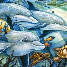 Схема вышивки «дельфины»