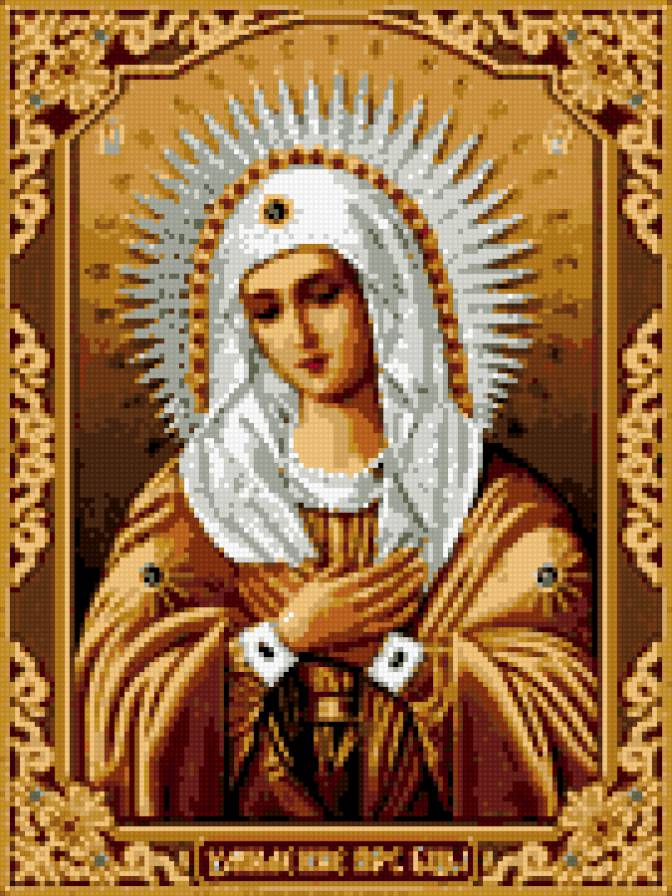 Икона Божьей матери Умиление (для вышивки бисером) - богородица, икона, религия, православие - предпросмотр