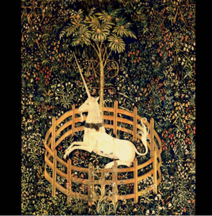 unicorn - medieval, mille fleur, unicorn - предпросмотр